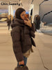 Warm Women's Detachable Scarf Collar Hooded Cotton Coat Solid Full Sleeve Buttons Pocket Thicken Jacket Winter Lady Outwear
