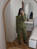 Olive Green Asymmetric Blazer & Pants Set – Women's Ruched Waist Suit Two Piece Office Lady Autumn