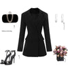 Women's Long Sleeve Belted Blazer Dress Strong Shoulder Party Dresses Mini Office Work Wedding Guest Formal Dress