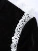 Velvet Lace Patchwork Dress Square Collar Waist Cinched Slim Fit Party Gown Robes Elegant Women Wrap Hip Fishtail Long Dresses