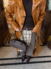 Brown Crocodile Embossed Faux Leather Trench Coat Lapel Single Breasted Straight Front Pockets Jacket Women Autumn Winter Fits