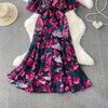 Sexy chic puff sleeve slim Criss-Cross A-line dress Chic Vintage Women Casual women clothing