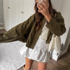 Casual Soft Martini Green Bomber Jackets Women Long Lantern Sleeve Oversized Autumn Winter Coats Outwears