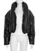 PU Waterproof Crop Puffer Jacket Women Winter Warm Leather Stand Collar Quilted Parkas Full Sleeve Streetwear Coat