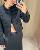 Chic Black Round Neck Napoleon Military Jacket Women Casual Full Sleeve Buttons Cropped Slim Coat Lady Daily Street Jackets