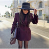 Women's Autumn Winter Slim Waist Chic Blazer Coats Office Ladies Double Breasted Suits Jacket Women Clothing
