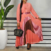 Elegant Women Dresses Bow Collar Full Sleeve Belt Waisted Ankle Length Ladies Birthday Party Dinner Dress Cloth
