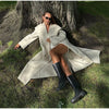Elegant Shawl Collar Lace Up Long Woolen Coat Women Full Sleeve Belt Lapel Thick Overcoat Autumn Winter Lady Chic Outwear