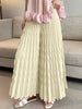 Pleated Elastic Waist Women's Wide Leg Pants Chic Elegant Design Handmade Pleated Stretch Loose Long Pants 2DB3646