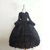 Women Vintage Palace Lolita Dress Sweet Princess Square Collar Lace Bowknot High Waist Long Victorian Gothic Dress Girl Black