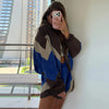 Women's Shorts 2 Pcs Sets Panelled Lantern Long Sleeve Ruched Zipper Loose Coats Lace Up Short Pants Chic Lady Sporty Outfit