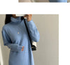 Autumn Winter Loose Turtleneck Women's Knitted Long Dresses Long Sleeve Vintage Straight A-line Dress Female