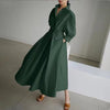 Spring Dress Long Sleeve Solid Color Elegant Maxi Dresses For Women Casual V Neck Shirt Party Long Dress Robe Femme