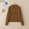 Women Autumn Corduroy Coats Lapel Neck Long Sleeve Jackets Woman Outwears Casual Buttons Up Coats Oversize