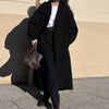 Women's Elegant Autumn Winter Overcoat Bat Sleeve Loose Solid Long Jacket Stand Collar Outwears Female Streetwears