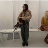 Vintage Tie-dye Suede Women Jacket Long Sleeve Lapel Zipper Slim Female Short Jackets Spring Pocket Lady Outwear