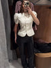 Stand-Collar Satin Frog-Button Jacket Cream Tailored Long-Sleeve Silky Spring Elegant Retro Women Outerwear Blazer