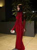 Velvet Scarf Solid Elegant Women Dresses Winter U Neck Long Sleeve Sheath Bodycon Hip Wrap Sexy Club Female Slim