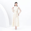 Spring Autumn European American Stand Up Collar Single Breasted Lace Dress Women Elegant Embroidery Large Swing Long Dress C205