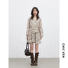 Women Dresses V Neck Loose Casual A Line Lace Up Long Sleeved Plaid Dress Puff Sleeve Spring Autumn