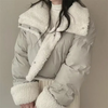 Korean Double-Sided Wear Lamb Fur Patchwork Down Cotton Jacket Women's Autumn Winter Short Big Lapel Student Bread Coat