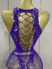 Sexy Black See-Through Pin Decoration Chain Beading Short Dress Women Birthday Evening Party Nightclub Performance Costume