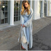 Solid Belted Maxi Trench Coats Women's Loose Full Sleeves Single-breasted Lace-up Windbreak Ladies Early Autumn Outwear