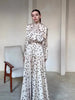 Spring Autumn Casual White Polka Dot Dress Women's Elegant Loose Satin Long Sleeve Midi Dress