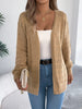 Solid Color Hollow Lantern Long Sleeve Sweater for Women Casual Cardigan Sweaters Autumn Winter Mid-length Jacket Tops