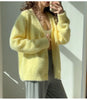Imitation Mink Cardigan For Women Autumn Thick Knitted Jackets Yellow Oversize Cardigans Ladies Black Women Knitted Coat Velvet