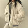 Autumn Winter Thicken Jackets Women Casual Loose Zipper Warm Fleece Hooded Parkas Female Double-Layer Simple Plush Coats