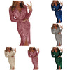 Dresses For Women Plus Size Deep V Sequins Wrap Ruched Long Sleeve Nightclub Dress Vestidos Para Mujer