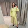 White Stand Collar Long Pant Suits Women Chic Solid Full Sleeves Single Breasted Loose Pants Set Lady Daily Street Outfit