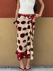 Contrast Polka Dot Sheer Short Dress Women Chic Lapel V-neck Long Flare Sleeves With Wrap Tie Dresses Layered Daily Ootd Styling