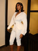 Elegant Blazer 2-Piece Set Women Single Breasted Jacket+Calf Pants Matching Simple Solid Office Commute Slim Outfits