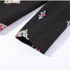 Vintage Printed Blazer Jacket Women's Pants Sets Shoulder Pads V Neck Lace Up Full Sleeve Jackets Wide Leg Pant Lady Outfit