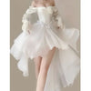 Elegant Heavy Off Shoulder Dresses Early Spring White Dress For Women Y2k Slim Waist Long Sleeve Vestidos De Mujer