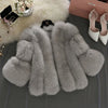 Women Imitation Fur Coat Short Slim Splicing Outwear Thicken Warm Jacket Temperament Casual Out coat Solid Color