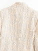 Women Tweed Jacket Stand Collar Fringe Tassel Textured Fabric Zip‑up Long Sleeve Pockets Cropped Coat Elegant Lady Outerwear
