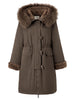 Women's Fur-Lined Down Parka with Wool Blending Mid-Length Winter Jacket for Winter Long Hooded Jacket