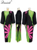 O-Neck Long Lantern Sleeve Loose Mid Dress Women Print Patchwork Pleated Gown Evening Holidays Festivals Birthday Robe