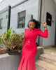 Women's Elegant Polo Collar Office Dress Long Sleeve High Waist Autumn Winter Solid Color Commuting Workwear