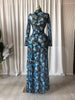 Women Floral Print O-neck Ruched Bodycon Long Maxi Dress Spring Evening Birthday Club Party Vestidos Sexy Dresses