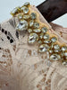 High Street Stylish Designer Women's Beaded Diamond Long Sleeve Slim Water-Soluble Lace Dress
