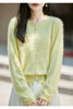 Winter Women's Clothing Tops Brushed Wool Cardigans O Neck Yellow Warm Causal Sweater Soft Solid Knitted Coats B1713005