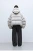 Stylish Silhouette 90% White Goose down Hooded down Jacket for Women, Curved Sleeve Puffer Coat, Thickened Outerwear, Winter Model