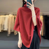 Cozy Solid Color Turtleneck Poncho Soft Loose Fit Cashmere Pullover Thin Warm Bat Sleeve Pullover for Women