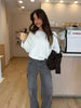 Women's Casual Loose Straight Denim Pants with Five-Pointed Star Design