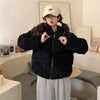 Women Parkas Turtleneck Full Sleeve Thick Coats Short Coat Solid Zipper Spliced Jackets Pocket Casual Elegant Lady Winter