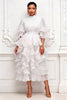 Pleated Chiffon Tiered Midi Dress Ruffle Half Flutter Sleeve Flowy Layered Dress Women Elegant Wedding Guest Formal Mid Dress
